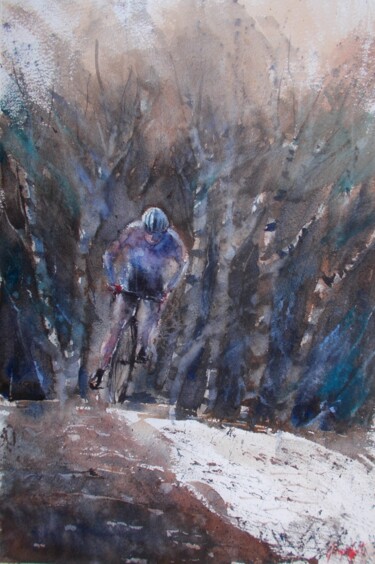Painting titled "cycling 11" by Giorgio Gosti, Original Artwork, Watercolor
