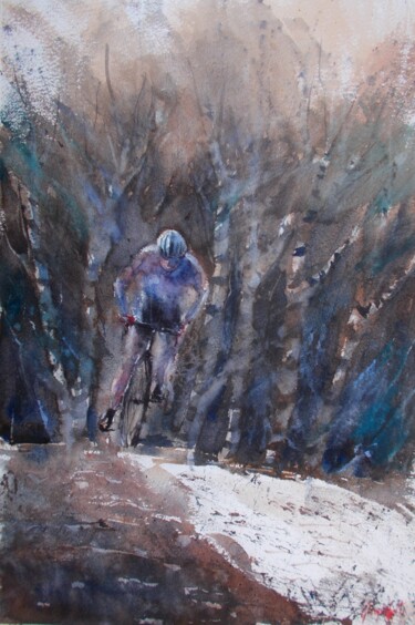 Schilderij getiteld "cycling 11" door Giorgio Gosti, Origineel Kunstwerk, Aquarel