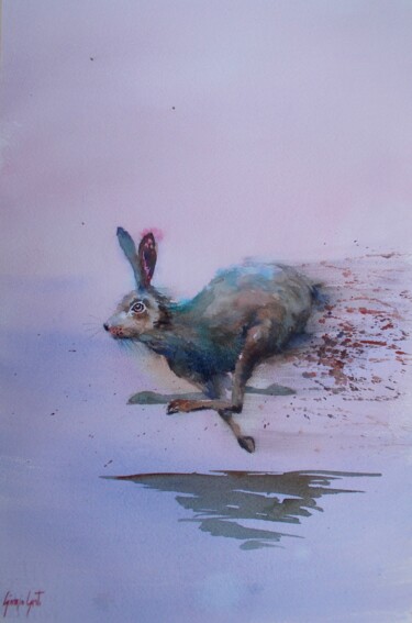 Schilderij getiteld "hare" door Giorgio Gosti, Origineel Kunstwerk, Aquarel