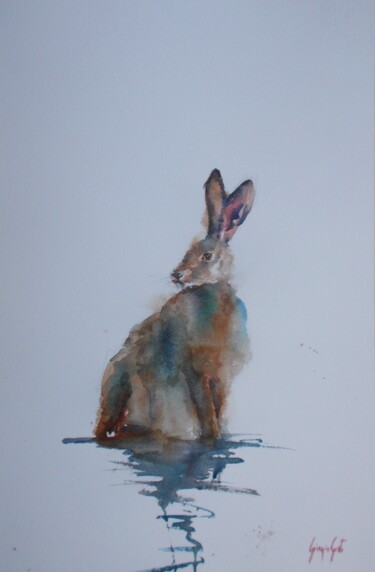 Painting titled "hare 2" by Giorgio Gosti, Original Artwork, Watercolor