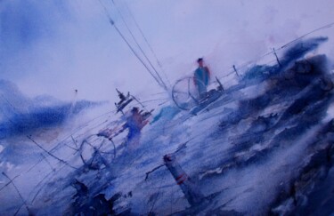 Painting titled "boat in the storm 2" by Giorgio Gosti, Original Artwork, Watercolor