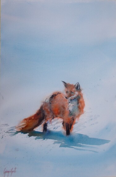 Картина под названием "fox 2" - Giorgio Gosti, Подлинное произведение искусства, Акварель