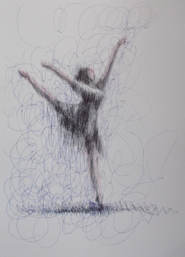 Drawing titled "ballet dancer 3" by Giorgio Gosti, Original Artwork, Ballpoint pen