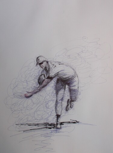 Dessin intitulée "baseball player 10" par Giorgio Gosti, Œuvre d'art originale, Stylo à bille