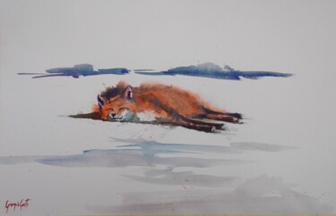 Painting titled "fox 3" by Giorgio Gosti, Original Artwork, Watercolor