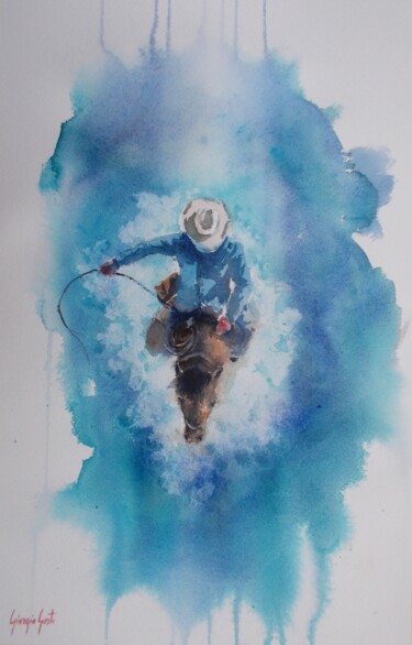 Painting titled "cowboy 7" by Giorgio Gosti, Original Artwork, Watercolor