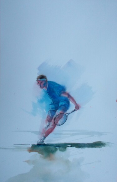 Pintura intitulada "tennis player 2" por Giorgio Gosti, Obras de arte originais, Aquarela