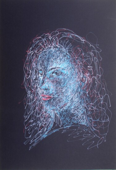 Drawing titled "young girl 32" by Giorgio Gosti, Original Artwork, Ballpoint pen