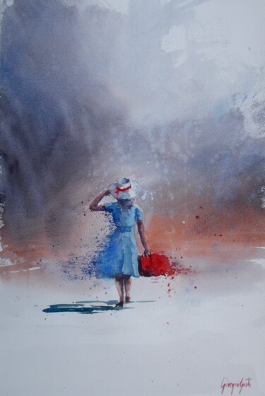 Painting titled "red bag" by Giorgio Gosti, Original Artwork, Watercolor