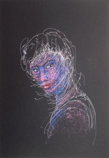 Рисунок под названием "young girl 42" - Giorgio Gosti, Подлинное произведение искусства, Гелевая ручка