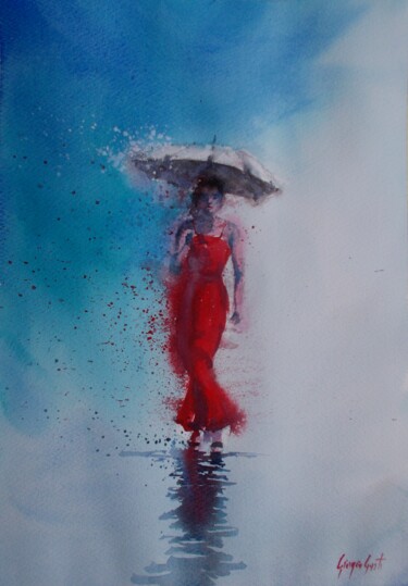 Schilderij getiteld "umbrella" door Giorgio Gosti, Origineel Kunstwerk, Aquarel