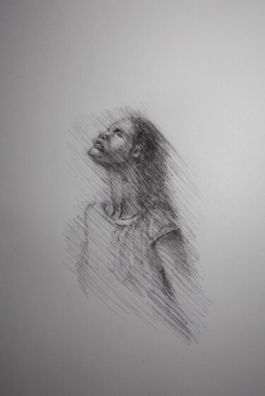 Drawing titled "young girl 44" by Giorgio Gosti, Original Artwork, Ballpoint pen