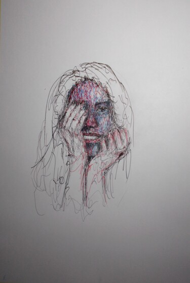 Drawing titled "young girl 45" by Giorgio Gosti, Original Artwork, Gel pen