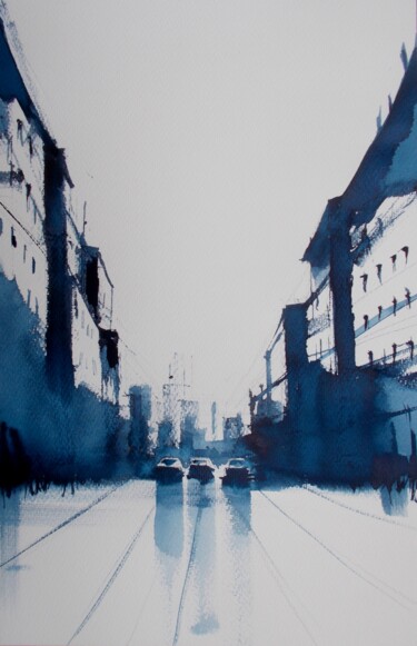 Peinture intitulée "an imaginary city 57" par Giorgio Gosti, Œuvre d'art originale, Aquarelle