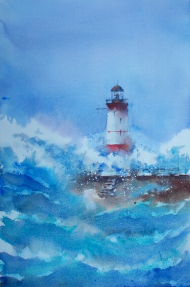 Painting titled "lighthouse 20" by Giorgio Gosti, Original Artwork, Watercolor