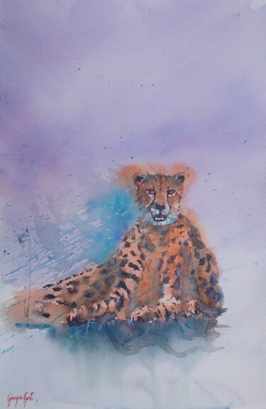 Pintura intitulada "cheetah 7" por Giorgio Gosti, Obras de arte originais, Aquarela