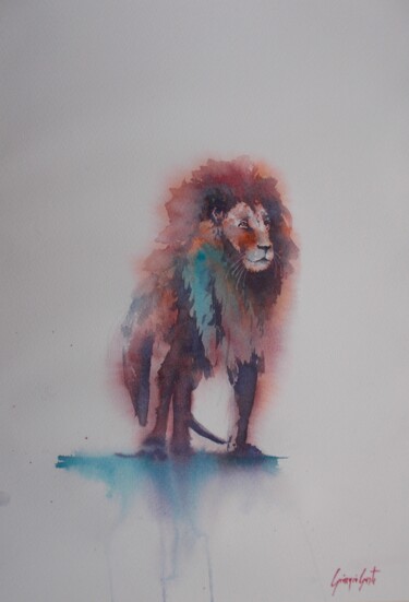 Painting titled "lion 6" by Giorgio Gosti, Original Artwork, Watercolor