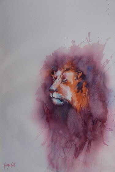Painting titled "lion 7" by Giorgio Gosti, Original Artwork, Watercolor