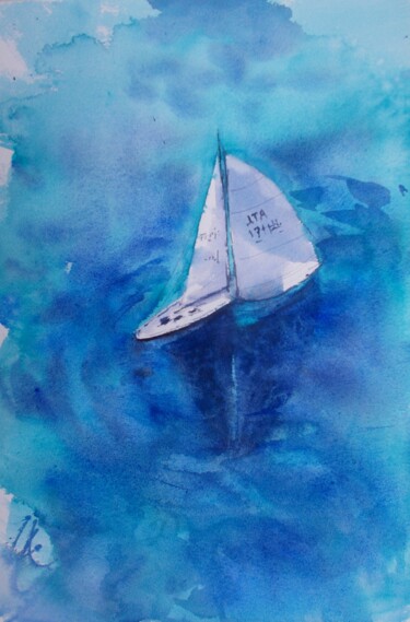 Painting titled "boats 63" by Giorgio Gosti, Original Artwork, Watercolor