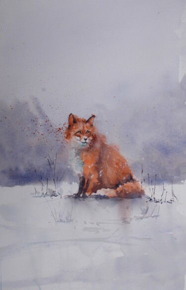 Painting titled "fox 4" by Giorgio Gosti, Original Artwork, Watercolor