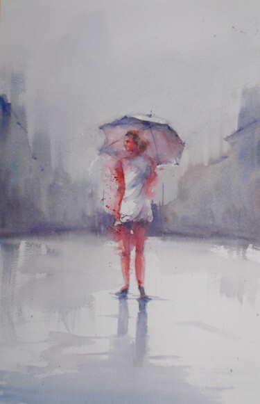 Schilderij getiteld "umbrella 4" door Giorgio Gosti, Origineel Kunstwerk, Aquarel