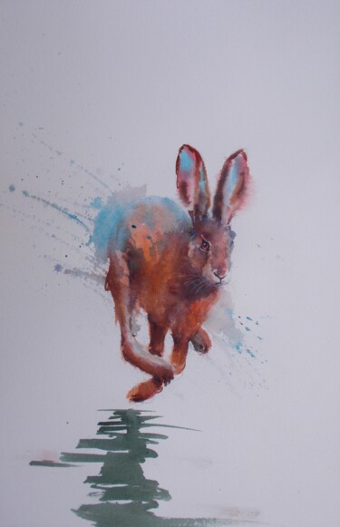 Painting titled "hare 8" by Giorgio Gosti, Original Artwork, Watercolor
