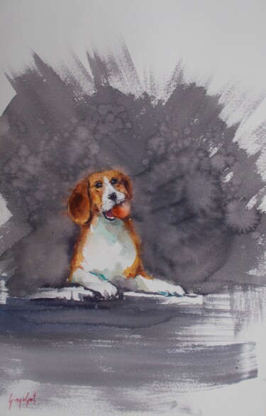 Painting titled "puppy 4" by Giorgio Gosti, Original Artwork, Watercolor