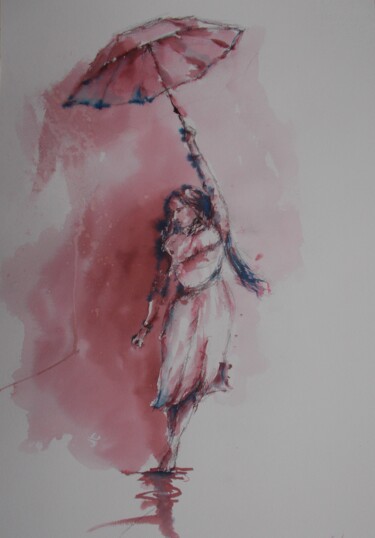 Картина под названием "umbrella 7" - Giorgio Gosti, Подлинное произведение искусства, Чернила