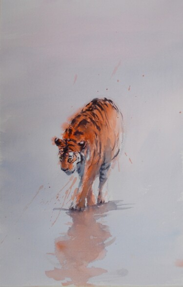 Painting titled "tiger 3" by Giorgio Gosti, Original Artwork, Watercolor