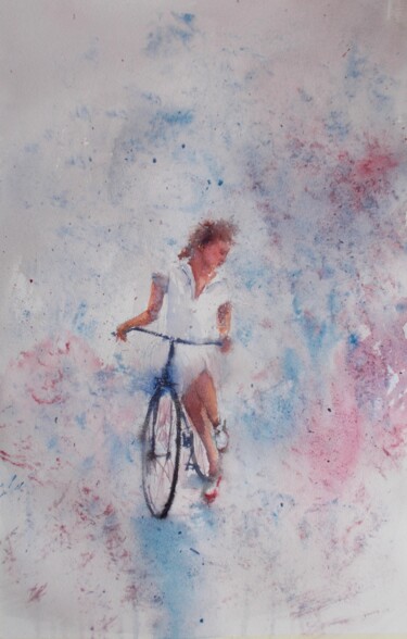 Painting titled "cycling 16" by Giorgio Gosti, Original Artwork, Watercolor
