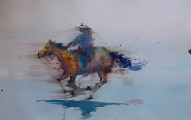 Painting titled "cowgirl 3" by Giorgio Gosti, Original Artwork, Watercolor