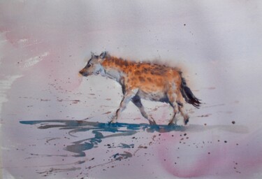 Pintura intitulada "spotted hyena" por Giorgio Gosti, Obras de arte originais, Aquarela