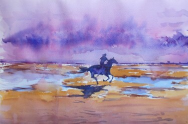 Painting titled "horses 12" by Giorgio Gosti, Original Artwork, Watercolor