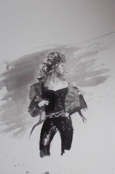 Schilderij getiteld "Olivia Newton-John" door Giorgio Gosti, Origineel Kunstwerk, Inkt