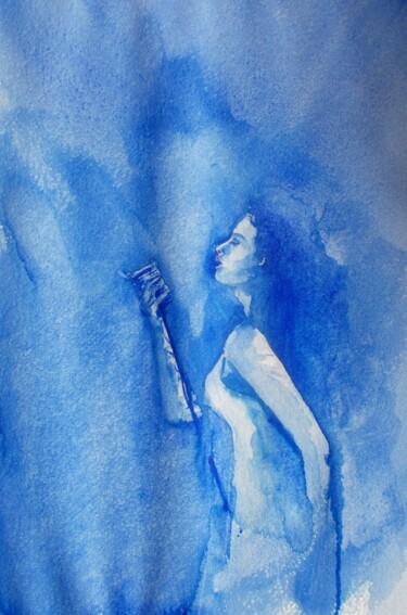 Schilderij getiteld "singer" door Giorgio Gosti, Origineel Kunstwerk, Aquarel