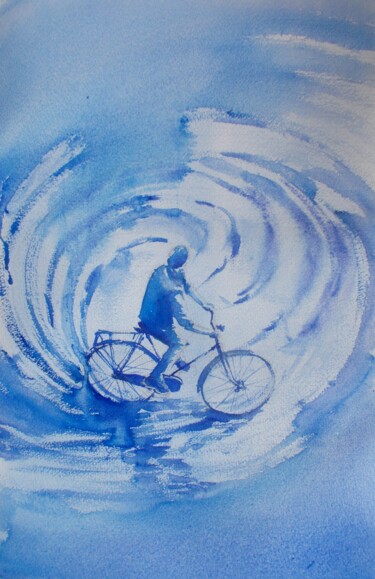 Painting titled "the bike 5" by Giorgio Gosti, Original Artwork, Watercolor