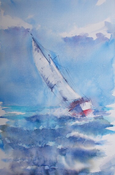 Painting titled "boats 65" by Giorgio Gosti, Original Artwork, Watercolor