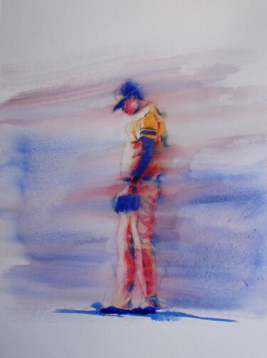 Malerei mit dem Titel "baseball player 20" von Giorgio Gosti, Original-Kunstwerk, Aquarell