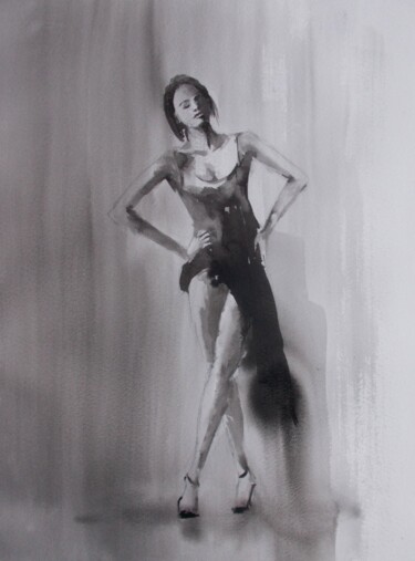 Malerei mit dem Titel "young girl 82" von Giorgio Gosti, Original-Kunstwerk, Tinte
