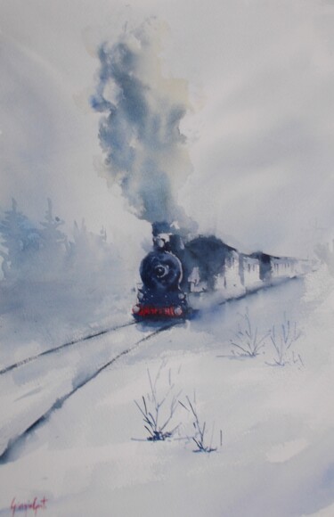 Pintura intitulada "trains 22" por Giorgio Gosti, Obras de arte originais, Aquarela