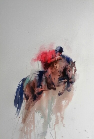 Pintura intitulada "horses 13" por Giorgio Gosti, Obras de arte originais, Aquarela