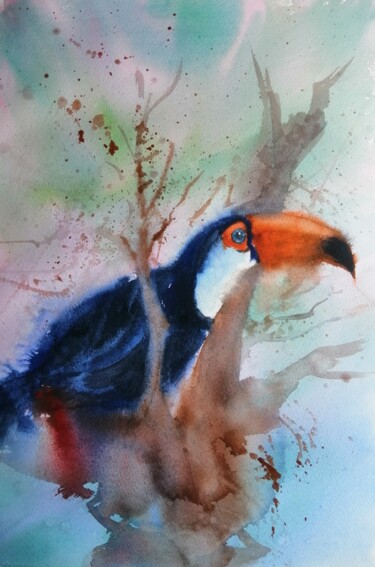 Painting titled "Toucan 2" by Giorgio Gosti, Original Artwork, Watercolor