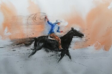 Pintura intitulada "cowboy 10" por Giorgio Gosti, Obras de arte originais, Aquarela