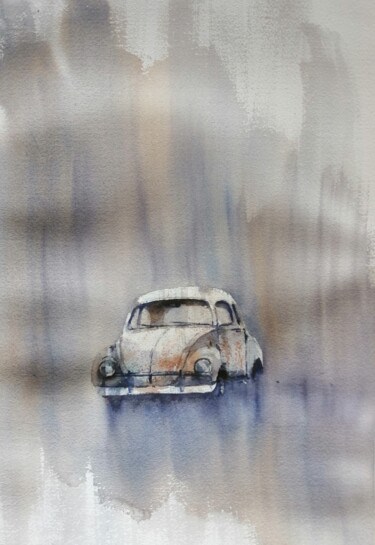 Painting titled "beetle car 4" by Giorgio Gosti, Original Artwork, Watercolor
