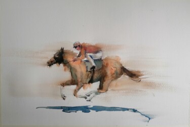 Painting titled "the horse race 27" by Giorgio Gosti, Original Artwork, Watercolor