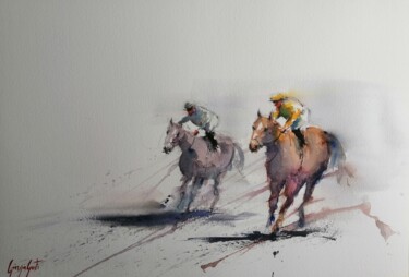 Painting titled "the horse race 28" by Giorgio Gosti, Original Artwork, Watercolor