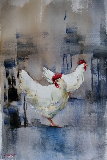 Malarstwo zatytułowany „rooster 18” autorstwa Giorgio Gosti, Oryginalna praca, Akwarela