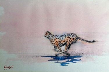Painting titled "leopard" by Giorgio Gosti, Original Artwork, Watercolor