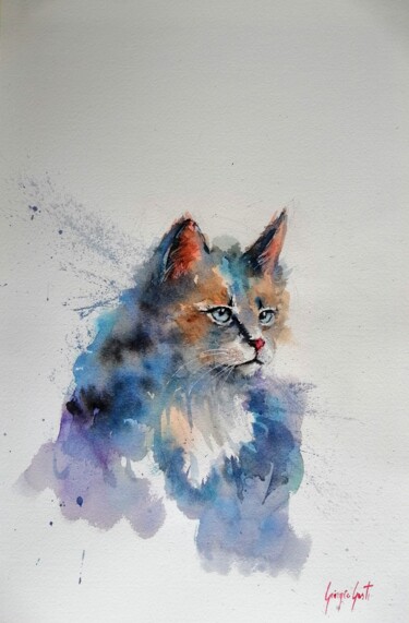 绘画 标题为“cat 5” 由Giorgio Gosti, 原创艺术品, 水彩