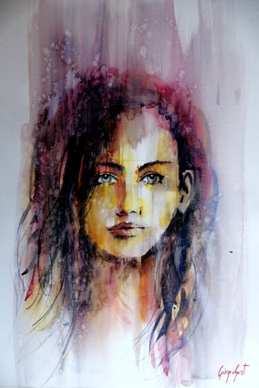 Painting titled "young girl 99" by Giorgio Gosti, Original Artwork, Watercolor